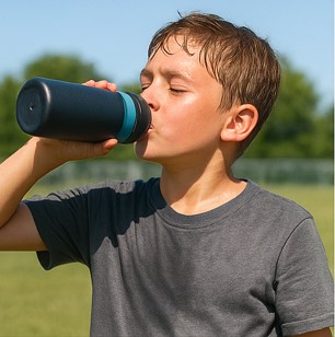 Kid drinking from Northwinder Water Bottle